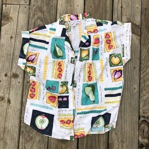 Fruit Covered Colorful Button Down Shirt